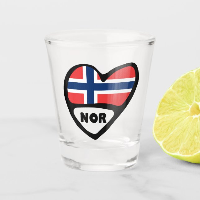 Verre A Shot Norvège Pays Code Indicateur Coeur, NOR (Devant)