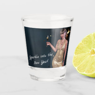 Verre A Shot Nouvel An Fille de la Soirée en Robe Séquinée