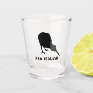 Verre A Shot Nouvelle-Zélande & Kiwi Bird Sillhouette / Aotear