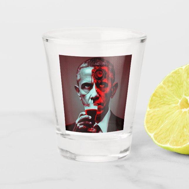 Verre A Shot Obama, satanique, boit le sang de l'Amérique (Devant)