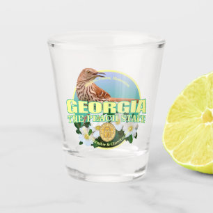 Verre A Shot Oiseau et fleur d'état de la Géorgie