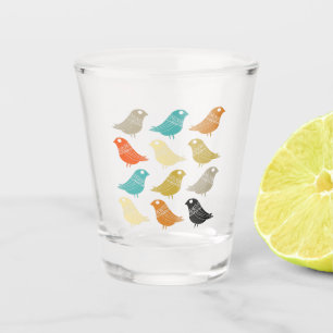 Verre A Shot Oiseaux Abstraits funky au milieu du siècle modern