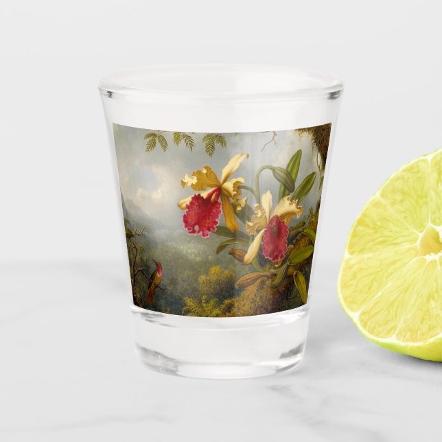 Verre A Shot Orchidées et colibri Heade (Devant)