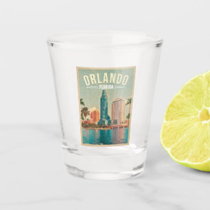 Verre A Shot Orlando Florida Vintage Hauts bâtiments Palm 1960