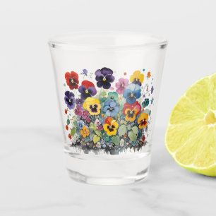 Verre A Shot Pansies colorées