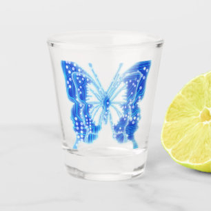 Verre A Shot Papillon numérique bleu, personnaliser arrière - p