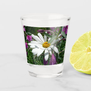 Verre A Shot Pâquerette et épilobe à feuilles étroites fleur sa