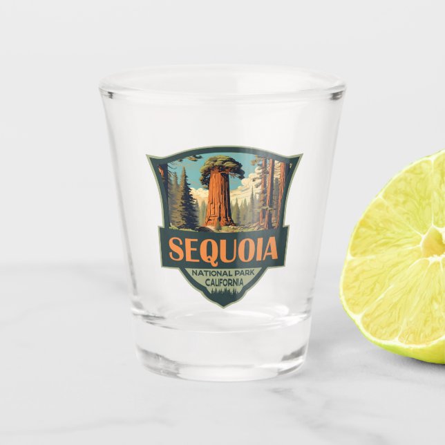 Verre A Shot Parc national de Sequoia Illustration Rétro (Devant)