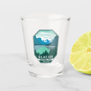 Verre A Shot Parc national des Glaciers Montana Emblem rétro
