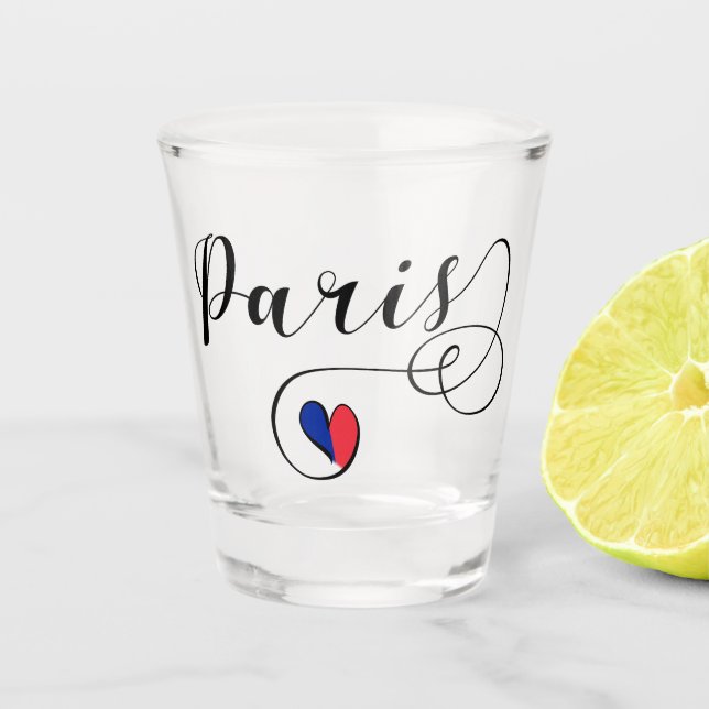 Verre A Shot Paris Drapeau Coeur, France (Devant)