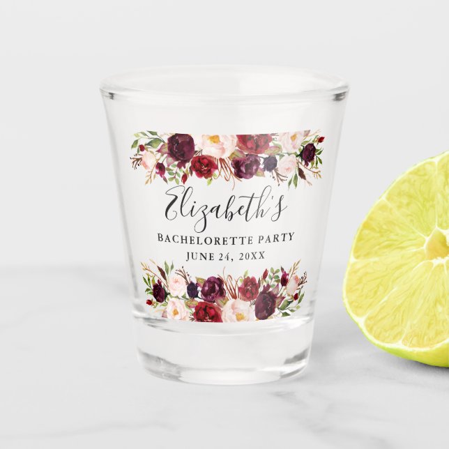 Verre A Shot Partie florale de Bachelorette d'aquarelle de (Devant)