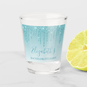 Verre A Shot Parties scintillant Aqua moderne Bachelorette