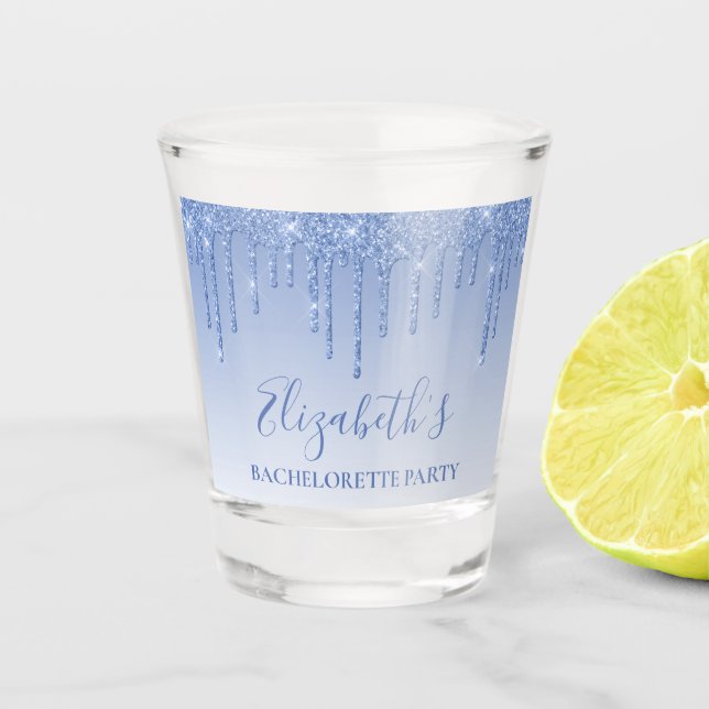 Verre A Shot Parties scintillant Bachelorette moderne Dusty Blu (Devant)