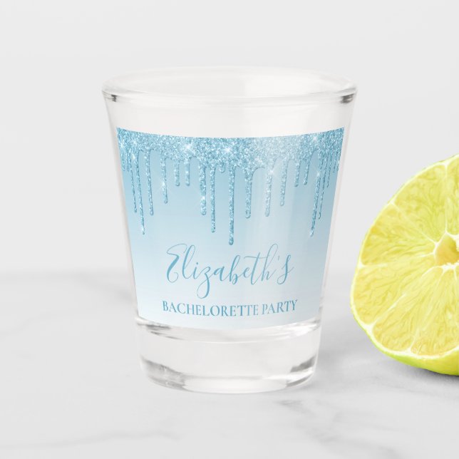 Verre A Shot Parties scintillant bleu clair moderne Bachelorett (Devant)