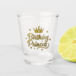 Verre A Shot Parties scintillant d'or "Anniversaire Princesse"