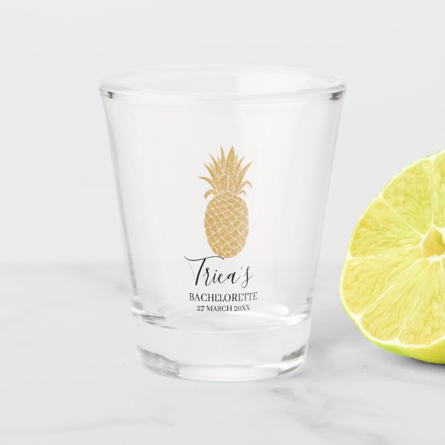 Verre A Shot Parties scintillant d'or Bachelorette (Devant)