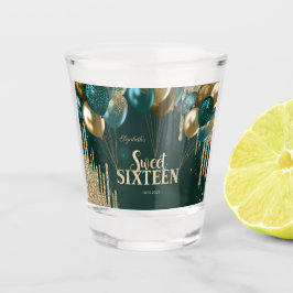 Verre A Shot Parties scintillant d'or Ballons Green Sweet 16