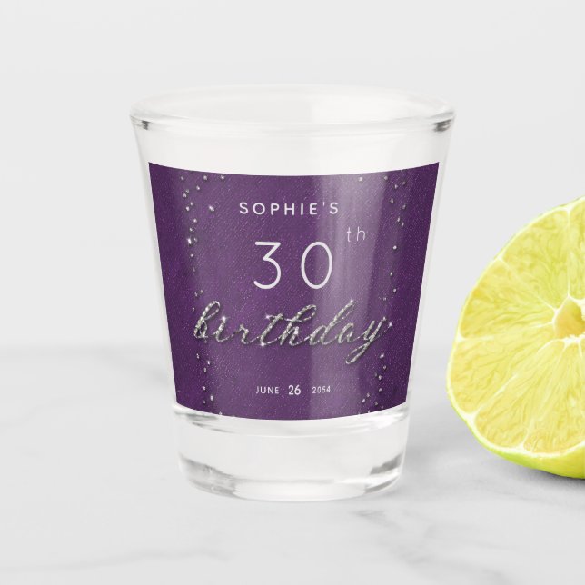 Verre A Shot Parties scintillant moderne chic violet étincelle  (Devant)