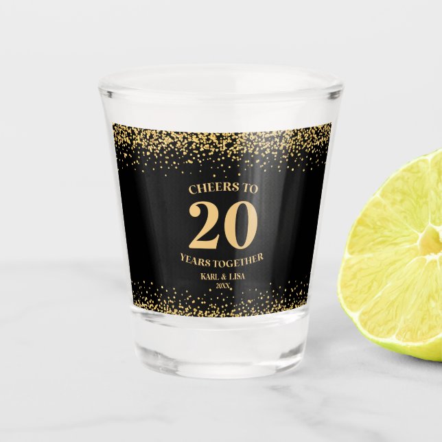 Verre A Shot Parties scintillant Noire Or, À 20 Ans (Devant)