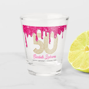Verre A Shot Parties scintillant rose goutte 50e Anniversaire v