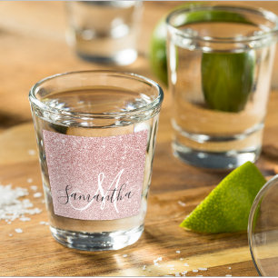 Verre A Shot Parties scintillant rose moderne étincelles Nom pe