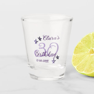 Verre A Shot Parties scintillant violet étoiles 30e anniversair