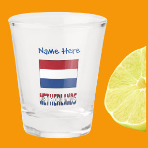 Verre A Shot Pays-Bas Néerlandais Drapeau Bleu Personnalisé