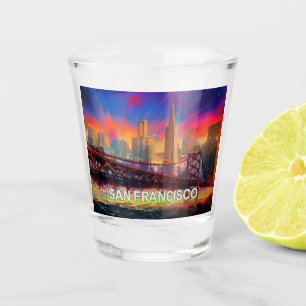 Verre A Shot Paysage Coloré de San Francisco - Art Abstrait