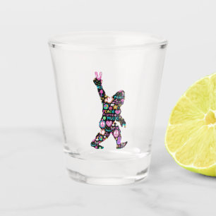 Verre A Shot Peace Love Bigfoot Hippie Funny Bigfoot Lover