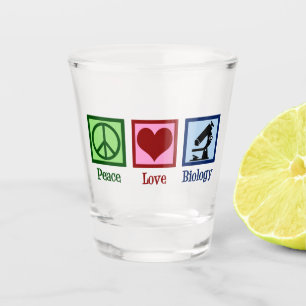 Verre A Shot Peace Love Biology Teacher
