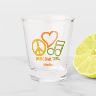 Verre A Shot Peace Love Music nom personnalisé