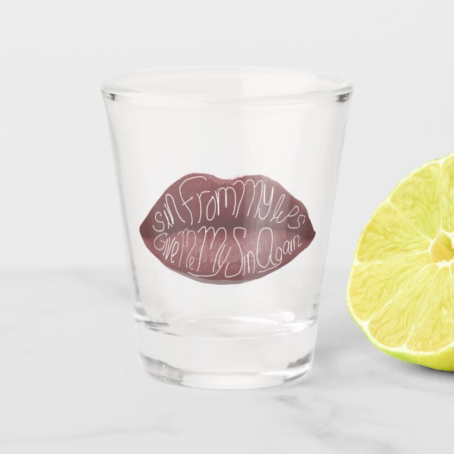 Verre A Shot "Péché de mes lèvres" Citation R+J (Devant)