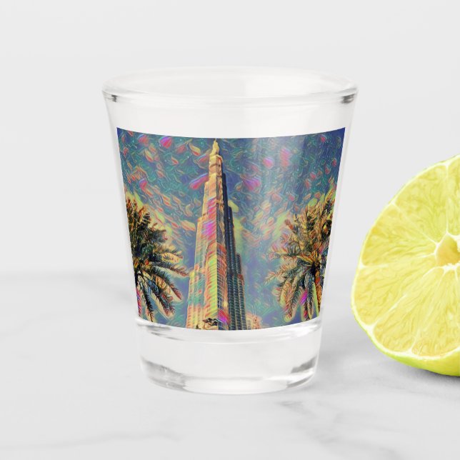 Verre A Shot Peinture de Burj Khalifa (Devant)