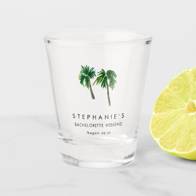Verre A Shot Peintures à l'aquarelle Palmiers Tropicaux  Enterr (Devant)