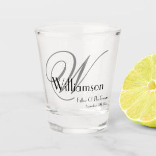 Verre A Shot Père du marié élégant noir gris monogramme
