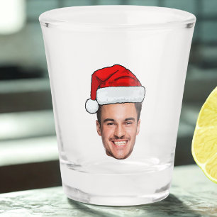 Verre A Shot Père Noël Chapeau de Noël Photo de Visage Personna