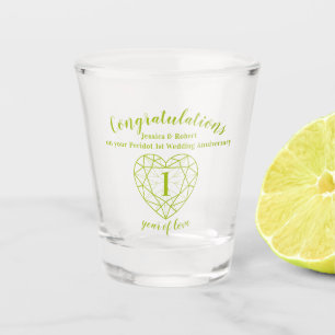 Verre A Shot Péridot anniversaire 1 an d'amour vert gem