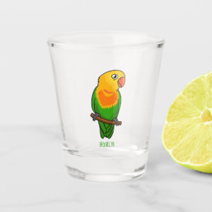 Verre A Shot Perroquet de caricature mignon lovebird