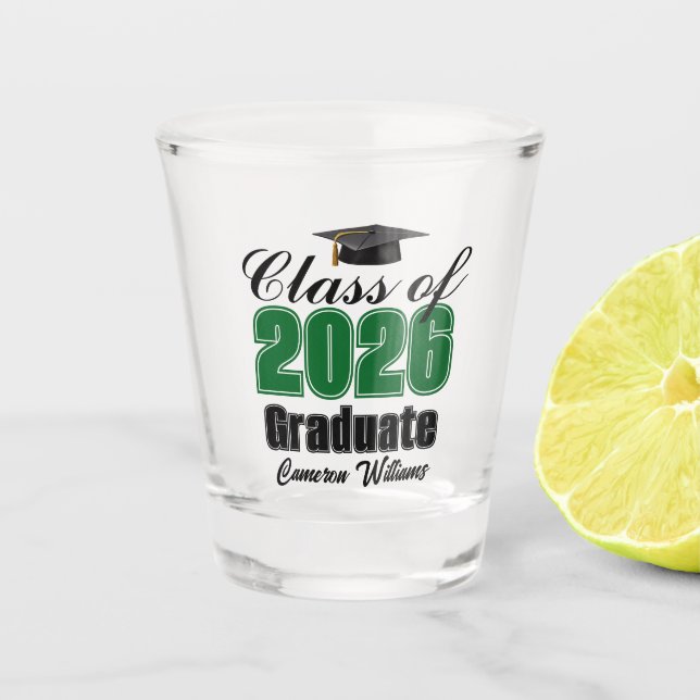 Verre A Shot Personalized Green Class of 2026 Graduation Party (Devant)