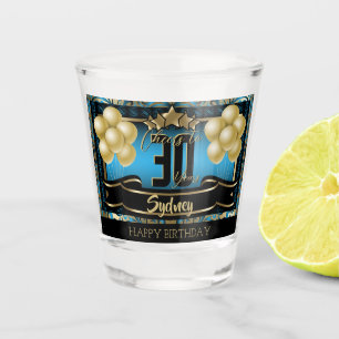 Verre A Shot Personalized Happy Birthday Celebration - Blue