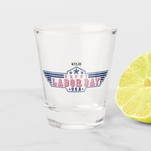 Verre A Shot Personalized Happy Labor Day (Devant)