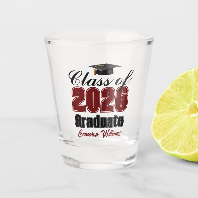 Verre A Shot Personalized Maroon Class of 2026 Graduation (Devant)