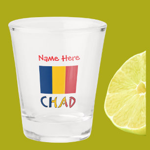 Verre A Shot Personnalisation rouge du drapeau tchadien