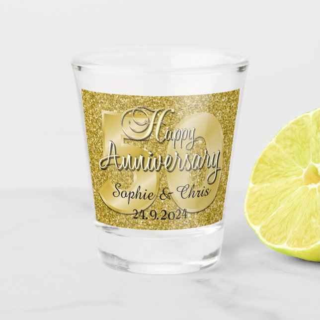 Verre A Shot Personnalisé Joyeux 50e anniversaire (Devant)