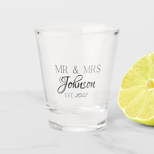 Verre A Shot Personnalisé M. & Mme Mariage Shot Glass (Devant)