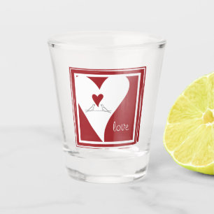 Verre A Shot Personnalisé Simple moderne Inséparables Red Heart