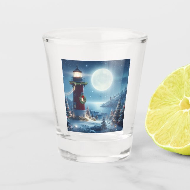 Verre A Shot Phare de Noël nautique (Devant)