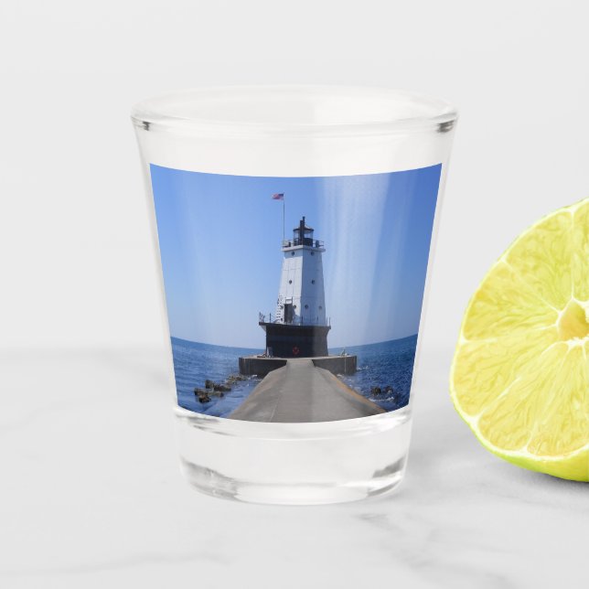 Verre A Shot Phare de North Pierhead, Ludington, MI (Devant)
