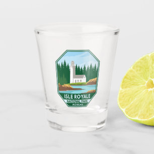 Verre A Shot Phare du Parc national de l'Isle Royale Emblem rét