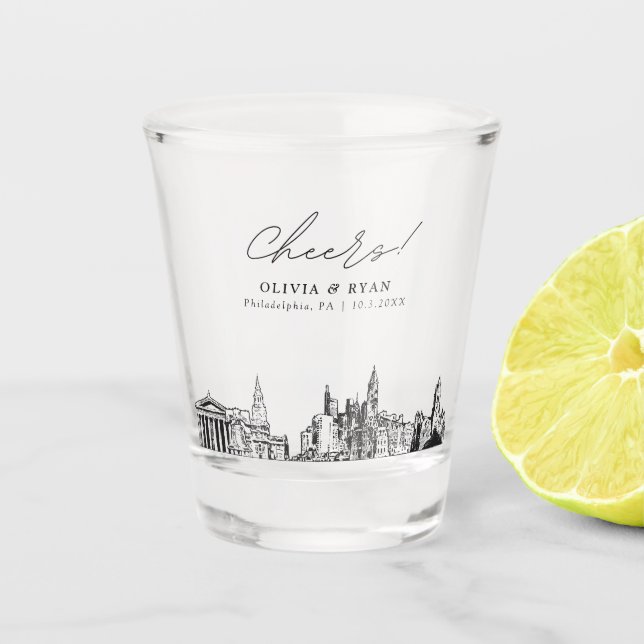 Verre A Shot Philadelphie Mariage Favoriser les encouragements  (Devant)